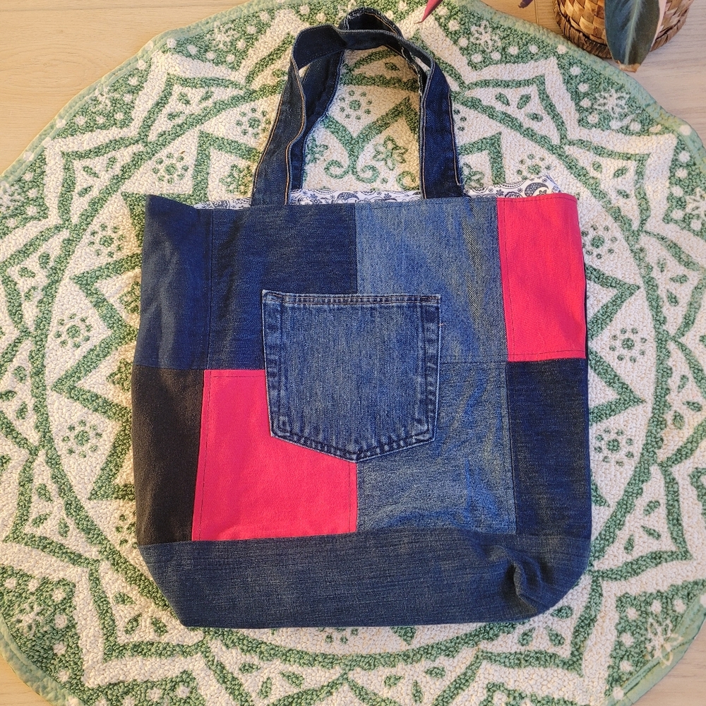 Denim patchwork tote bag - Picture 8 of 10